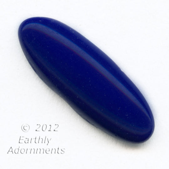 Blue Navette Cabochon glass, 17x6.5mm. West Germany. Pkg 4. b5-904