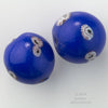 Chinese cobalt blue Peking glass bead with millefiori 18-20mm. Sold individually.