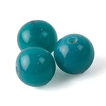Old Peking glass 19x20mm round bead in opaque teal. sold individually.