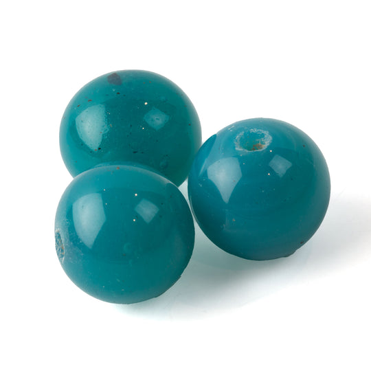 Old Peking glass 19x20mm round bead in opaque teal. sold individually. b11-BL-2117