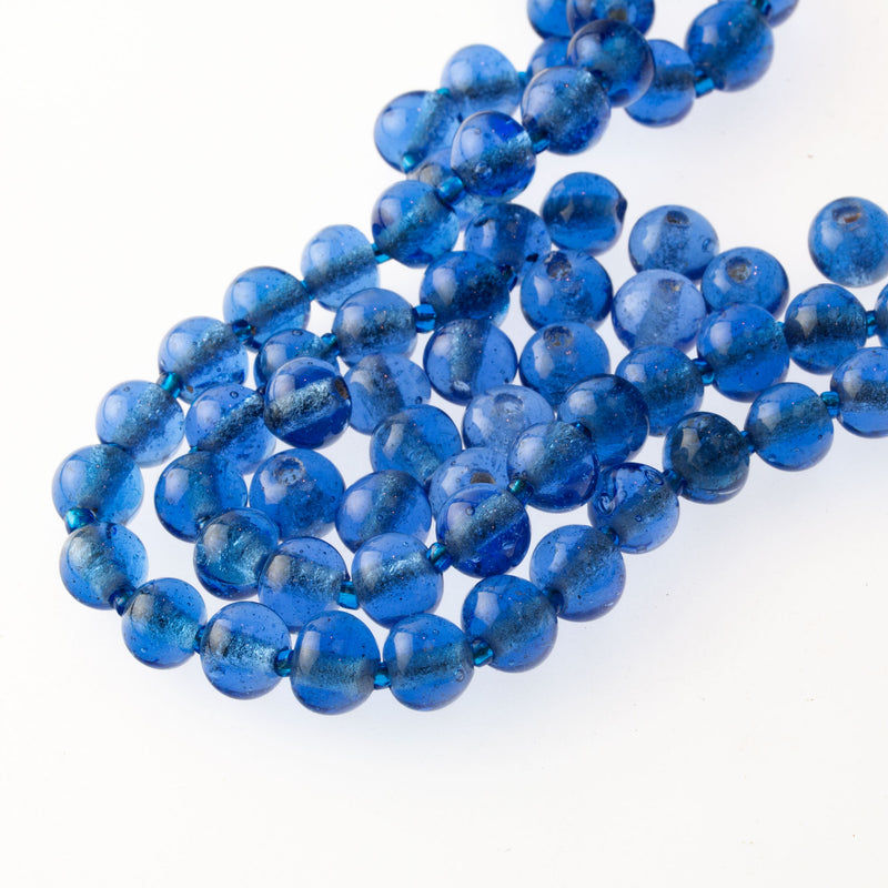 Antique Chinese translucent bubbly blue“Peking Glass” beads.9-10mm –  Earthly Adornments