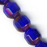 Czech Cobalt Blue and Gold Bead. 6mm. Strand of 25. B11-BL-0600