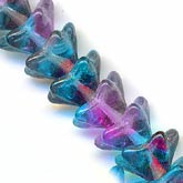Two-toned 5 petal florettes. 9mm. Strand of 25. B11-BL-0606