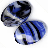 Czech Blue Agate Glass Ovals. 21x14mm. Pkg of 5. B11-BL-0638