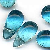 Aqua Blue Glass Teardrop Pendant. 12x7mm. Pkg 5. b11-bl-0648