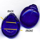 Czech lapis blue glass 2-hole scarab bead. 28x22mm. Pkg of 1.