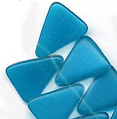 Capri Blue Flat Triangular Pendant Bead. 15x19mm. Pkg 4. b11-bl-0776