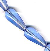 Czech sapphire blue teardrop. 20x9mm. Pkg of 6. 