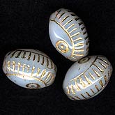 Egyptian eye bead with gold decor. 13x9mm. Pkg of 5. b11-bl-0798