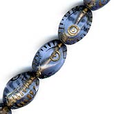 Czech Egyptian eye bead with gold decor. 13x9mm. Pkg of 5. b11-bl-0799