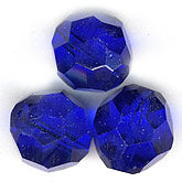 Vintage Korean hand faceted cobalt blue rounds. 12mm. Pkg. of 2.