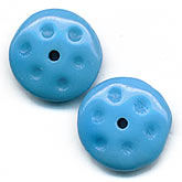 Vintage Czech dimpled aqua disks. 10mm. Pkg of 6. b11-bl-0912
