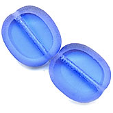 Dark sapphire table cut oval with frosted edges. 12x15mm. Pkg of 4. 