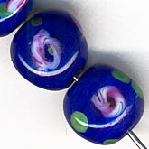 Cobalt-blue triangle with pink & green flowers. 8mm. Pkg of 10. b11-bl-0923