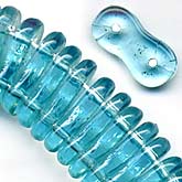 Fab vintage transparent aqua 2-hole oval. 4x10mm. Pkg of 25. b11-bl-0929