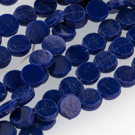 Antique Bohemian cobalt blue flat glass sequin disk bead. 7mm. 3.65oz hank. b11-bl-0947
