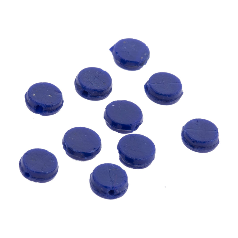 Antique Bohemian cobalt blue flat glass sequin or nailhead bead. 7mm. Pkg of 25.