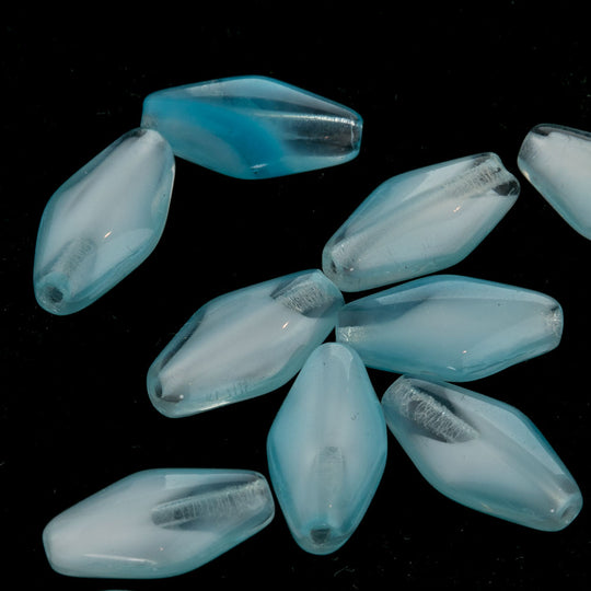 Vintage German givre diamond shaped beads. 6x11mm. Pkg of 10. b11-bl-0953