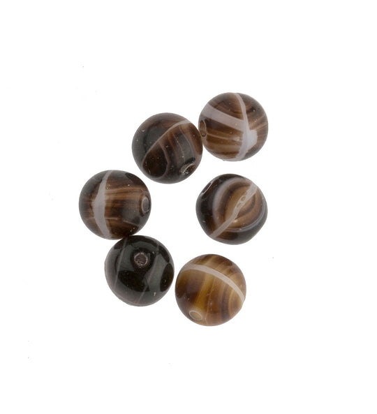 Czech Glass Round Faux Sardonyx Beads 7mm.  Pkg of 20. B11-BR-0408A