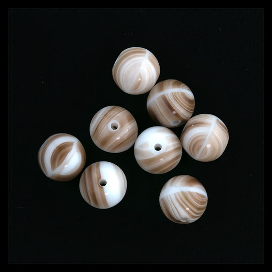 Vintage German Glass "Banded Agate". 8mm. Pkg of 10. B11-BR-0417