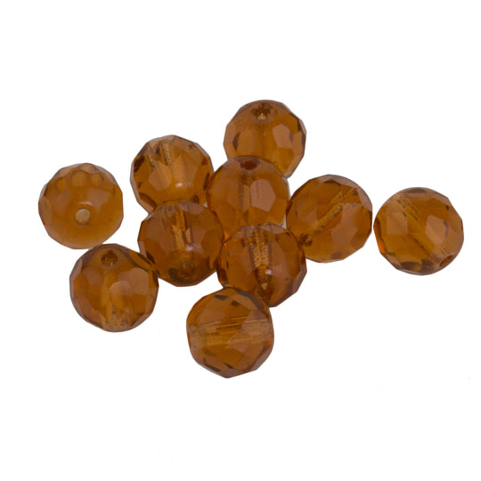 Czech topaz firepolished 8mm rounds. Pkg of 10. b11-br-0704(e)