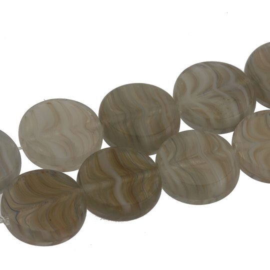 Czech glass faux quartz polished dime beads.8x3mm. Pkg of 6. b11-br-0729(e)