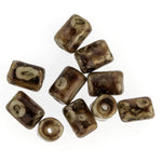 Vintage Czech Picasso glass cylinders. 10x5mm. Pkg of 10.