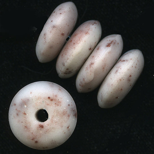 Vintage Czech Faux Granite Rounded Disks. 12x5mm. Pkg of 6. B11-BR-0747