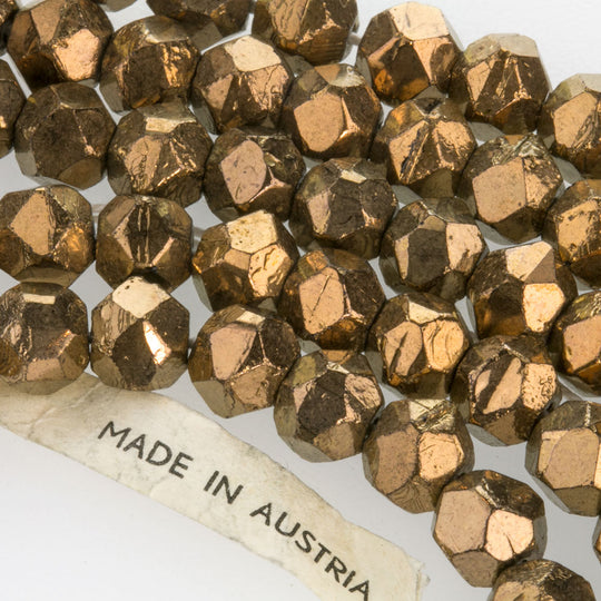 Vintage Austrian bronze glass English cut beads. 8mm. Pkg of 10. B11-BR-0404(e)
