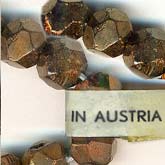 Vintage Austrian bronze glass English cut beads. 8mm. Pkg of 10. 