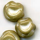 B11-BR-0411 Vintage Picasso Glass Pinched Round Beads. 10mm. Pkg of 5