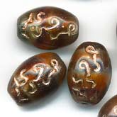 Tortoise Colored Glass Oval Beads. 13mm. Pkg of 5