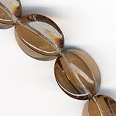 b11-br-0659 Czech Dark Amber Flat Disk Bead.12mm. Pkg of 6