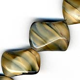 Vintage German satin glass diagonal pillow 20mm. Pkg of 4. b11-br-0671