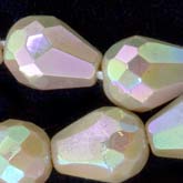 b11-br-0730-Vintage faceted AB teardrop, 10x8mm. Austria. Pkg of 4
