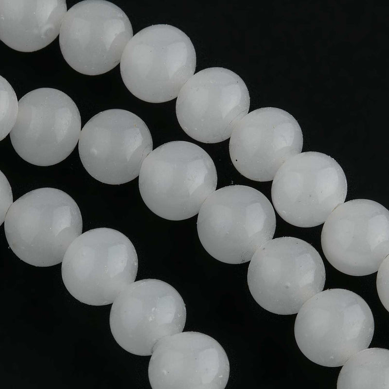 Vintage Japanese Opalescent Glass Round Beads 8-9mm. pkg. of 10.