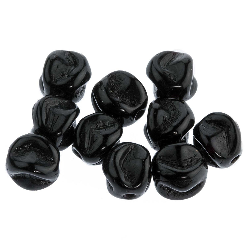 Vintage Czech 4 sided Fluted Round Glass Beads, 6mm, pkg of 10. 
