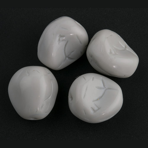 Vintage West German Dove Gray Nugget Glass Bead, 14mm, Pkg4