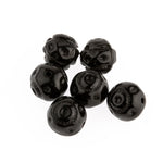 Vintage Czech Black Pressed Glass Round Bead. 8mm. Pkg of 10. 