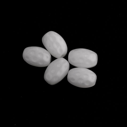Vintage Japanese Lustrous White Glass Oval Bead. 10mm.Pkg of 5. b11-bw-0700
