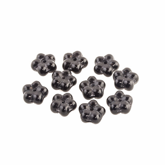 Czech jet 7mm glass lochrosen beads. Pkg of 15. b11-bw-0759-2