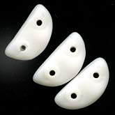 Vintage Japanese 2 hole flat 1/2 circle white glass bead. 10x6mm Pkg of 20. 