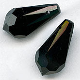 Vintage Swarovski faceted jet pendant bead. Art. 6000. 18x9mm. Pkg of 1.