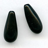 Jet glass teardrop shaped beads. 12x5mm. Pkg of 10.