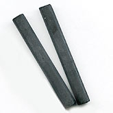 Vintage charcoal matte glass long pentagonal beads. 40x5mm. Pkg of 6.