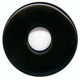Jet Black Glass Donut pendant. 34mm dia. Gablonz. Pkg 1. b11-bw-0913