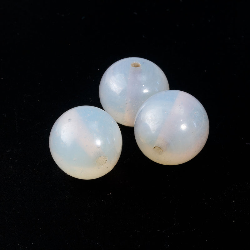 Vintage Japanese 16mm glowing opal glass round beads, pkg of 2.