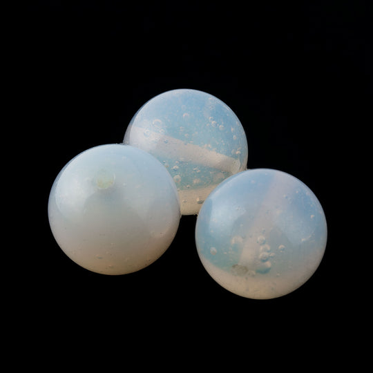 Vintage Japanese 16mm glowing opal glass round beads, pkg of 2. b11-bw-0961