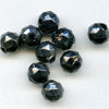 Rare vintage hollow jet glass beads Occupied Japan 9x8mm strand of 25.
