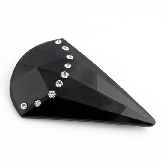 Large Black Art Deco Glass Pendant, rhinestones. Czechoslovakia. Pkg 1. b11-bw-0994